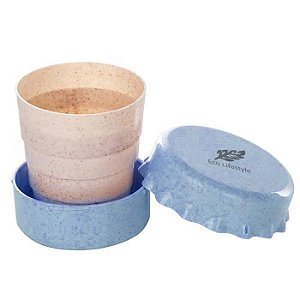 Copo Dobrável tampinha de garrafa 120 ml - azul