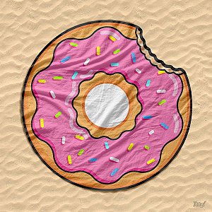 Toalha de Praia estilo Canga Donut Morango