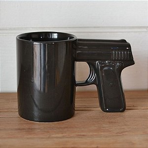 Caneca Revolver Pistola Glock - preta