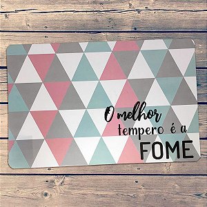 Lugar Americano plástico A Fome é o melhor Tempero
