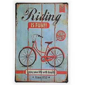 Placa de Metal Decorativa Riding is Fun