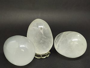 Ovo YONI de Quartzo Leitoso / Opalado para Pompoarismo SEM FURO (YONI EGG) Kegel - TAMANHO P