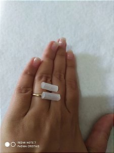 Anel de Selenita Bruta - Possível Apertar - Serve em Todos os Tamanhos de Dedo