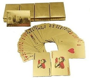 Baralho Dourado Ouro 24k Folheado Poker Truco Cartas Jogos