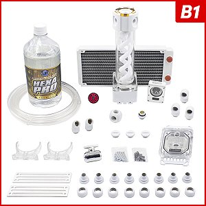 Kit Water Cooler Custom Completo AMD 240mm RGB White Edition Mangueiras Flexíveis