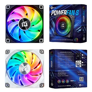 Fan PowerFan-s 120mm 76,8 CFM ARGB 5v Preto/Branco