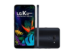 Smartphone Lg K12 MAX. Android 9.0, Dual Chip, Processador Octa-Core 2.0 GHz, Câmera Dupla 13 MP + 2 MP e Frontal 13 MP, Tela 6.26", Memória interna 32 GB e Expansível 2 TB, RAM 3 GB , Rede 4G + WiFi. Preto