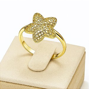 Anel estrela folheado a ouro 18k