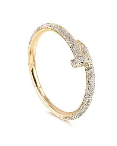 Bracelete com Design prego com zircônias Folheado em ouro 18k