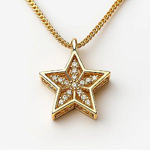 Colar com Pingente Estrela Folheado a Ouro 18k