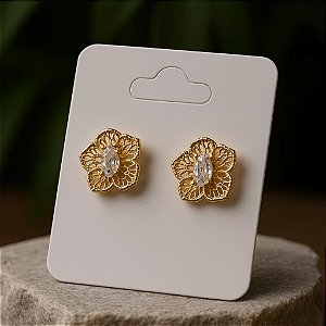 Brinco com Design de Flor Folheado a Ouro 18k