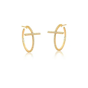 Argola com Design em Cruz Folheada a Ouro 18k