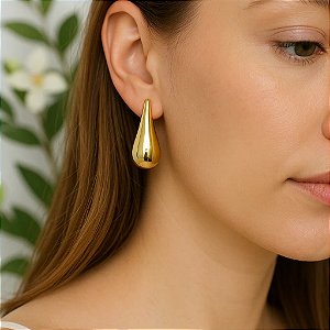 Brinco Gota Orgânico Banhado a Ouro 18k