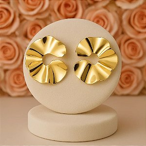 Brinco Flor Orgânica Banhado a Ouro 18k