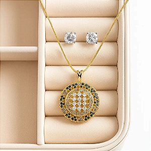 Conjunto Círculo de Luz Banhado em Ouro 18k