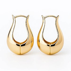 Brinco Gota Contemporânea Banhado em Ouro 18k