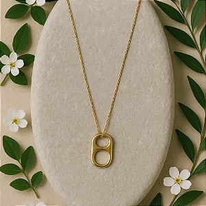 Colar de corrente com lacre pequeno folheado a ouro 18k