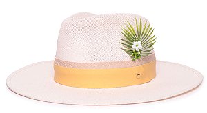 Chapéu Fedora Creme Aba Grande Floral Signature Custom