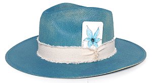 Chapéu Fedora Lona Aba Grande Azul Signature Custom 31