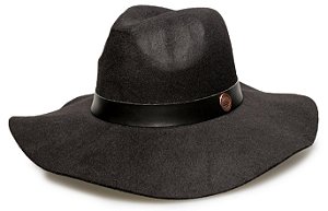 Chapéu Fedora Preto Aba Grande Maleável Coleção Couro