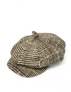 Boina Oito Gomos Xadrez Bege Feltro Peaky