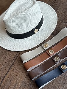 Kit Chapéu Panamá Personalizado com 5 Faixas de Couro