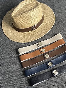 Chapéu Panamá Caramelo kit com 5 Faixas de Couro