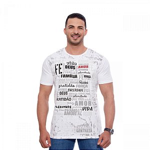 Camiseta Mensagem - Fé, Gratidão, Paz