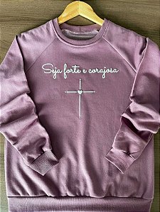 Moletom Raglan Seja Forte e Corajosa Cor Acaí -  Elegância, Conforto e Qualidade Superior