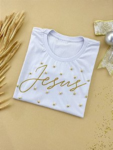 T-shirt Jesus com Pérolas