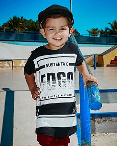 Camiseta Long Line Infantil Sustenta o Fogo - Tony Allysson
