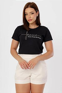 T-shirt Jesus neste nome Há Poder com Strass