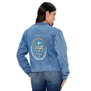 Jaqueta Feminina Jeans Medalha Nossa Senhora Das Graças