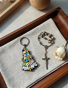 Chaveiro De Borracha Nossa Senhora Aparecida Rogai Por Nós Azul