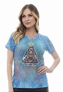 Baby look Azul Turquesa  Feminina Nossa Senhora Aparecida