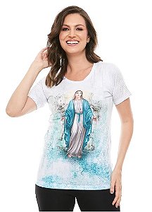 Baby Look  Feminina Branca Nossa Senhora das Graças