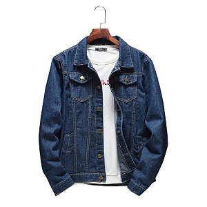 Jaqueta Jeans Azul Tradicional Outono Inverno Algodão - G