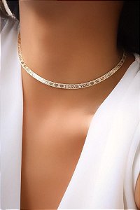 Choker Banhado Ouro 18K I Love You