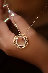 Colar Banhado ouro 18k mandala pequena