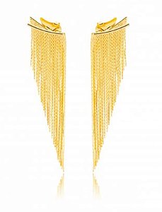 Brinco Banhado ouro 18k Ear Jacket Franja