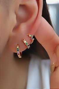 Trio Banhado ouro 18k Argolinhas Colors