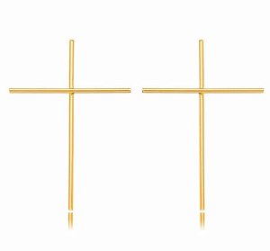Brinco Banhado ouro 18k Cruz Liso