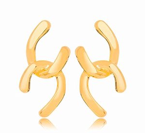 Brinco Banhado ouro 18k Detalhado Liso