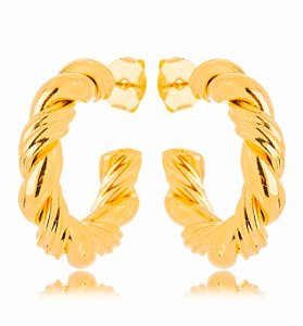 Brinco Banhado ouro 18k Argola Torcida Lisa