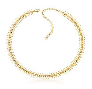 Choker Banhada Ouro 18K Espinha De Peixe