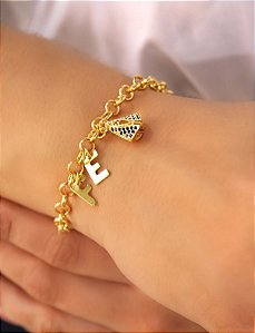 Pulseira banhada ouro 18k Fé com Nosa Senhora aparecida