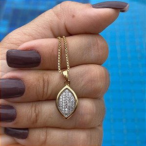 COLAR DOURADO GOTA COM ZIRCÔNIA BRANCA