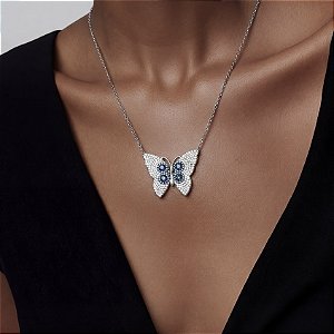 COLAR BORBOLETA EM PRATA 925.