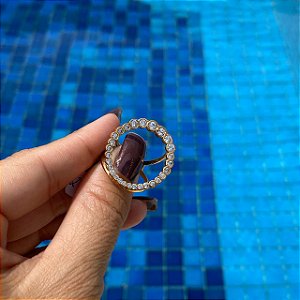 ANEL FOLHEADO OURO 18K  OVAL REDONDO VAZADO