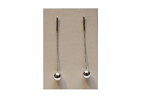 BRINCO FOLHEADO RODIO BRANCO BOLA PENDURADA